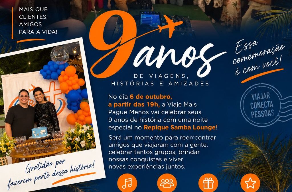 9 anos de Viaje Mais Pague Menos